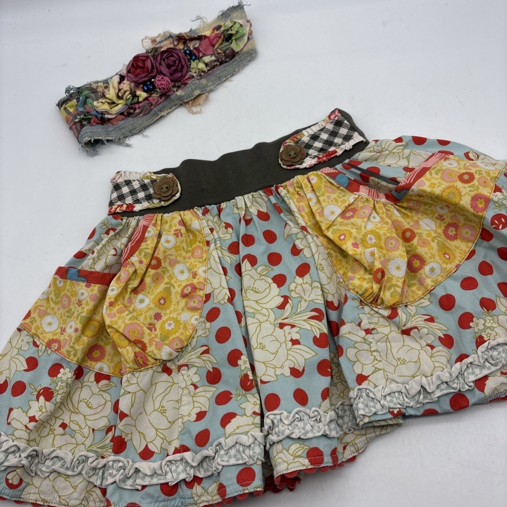Matilda Jane Dairy Queen Gabbi Skirt size 2 W/ Headband EUC